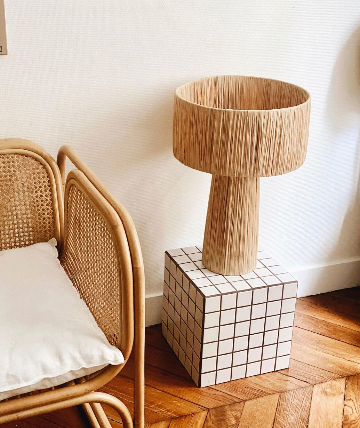 Minimalist rattan bedside lamp