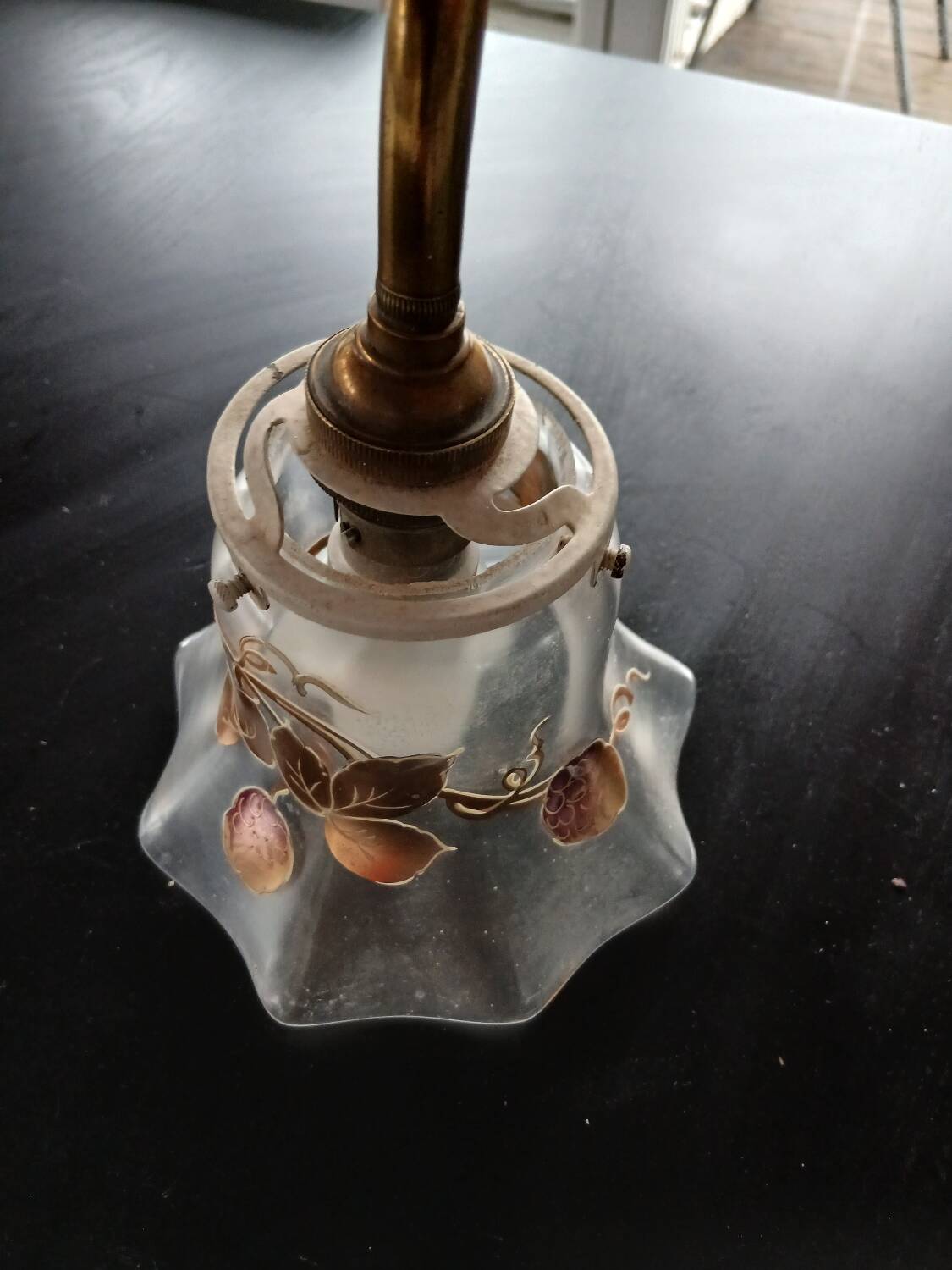 Elbow Wall Lamp Porcelain Tulip Gold with Flowers