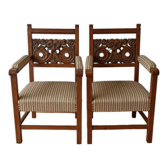 Paire de fauteuils trônes