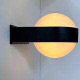 Vintage wall lamp, opaline and matte black metal, Raak Netherlands 1970