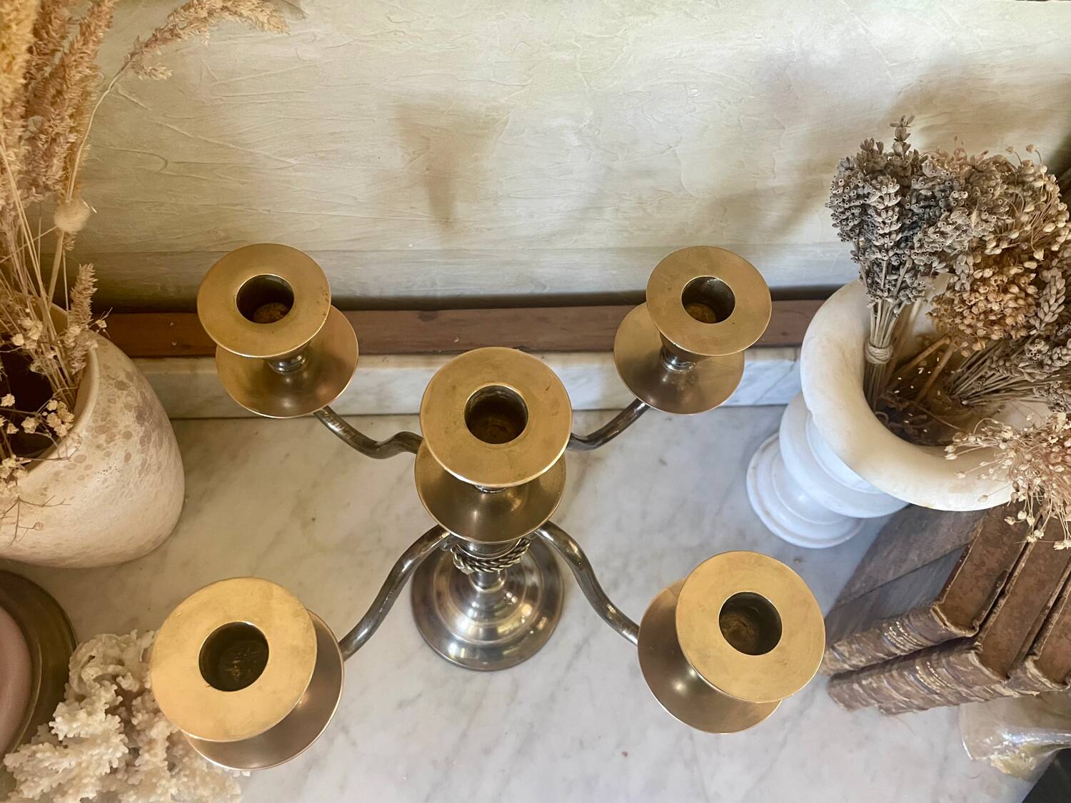 Two-tone solid brass chandelier