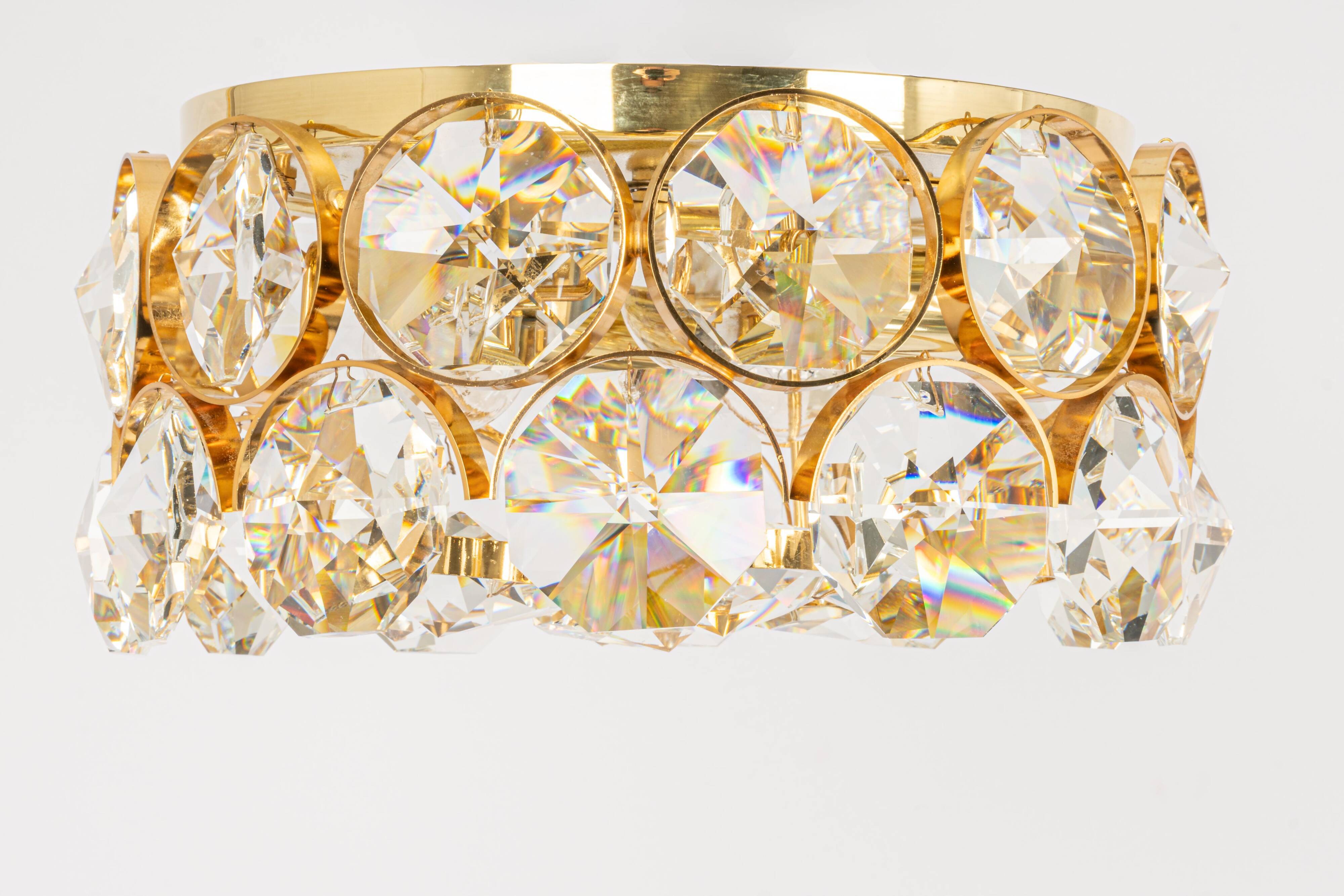 Recessed ceiling lamp, crystal glass design Palwa, Germany, 1970s