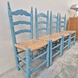 4 chaises paillées anciennes de style provençale