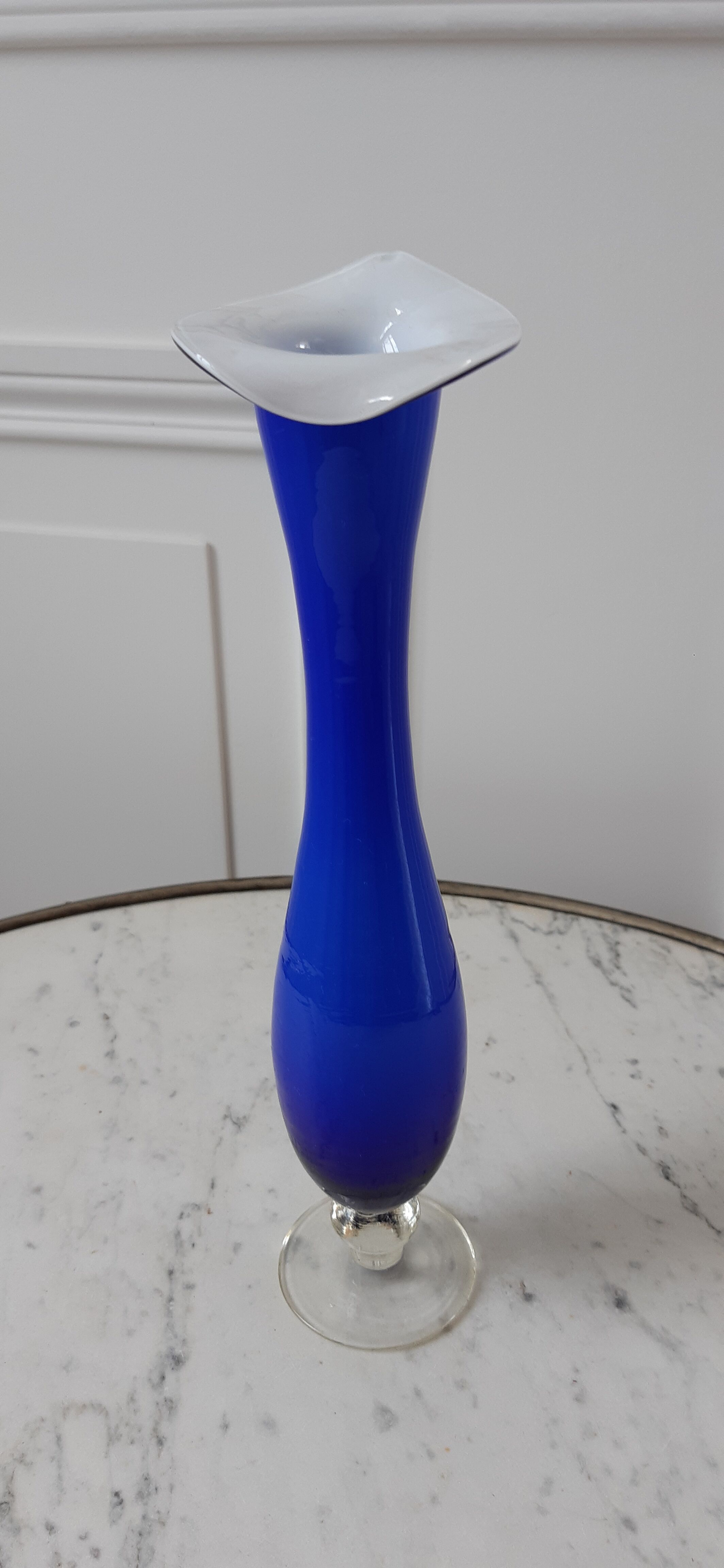 Electric blue opaline vase Klein 30s-40s