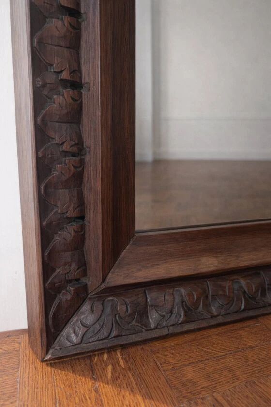 Antique carved wooden mirror