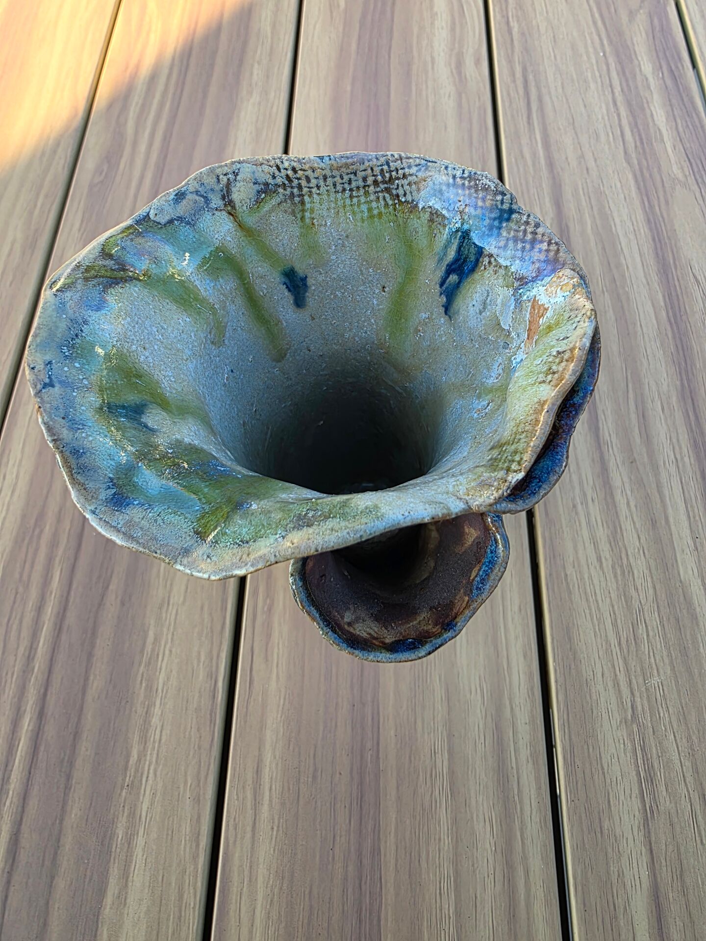 Vintage sculptural stoneware vase 25 cm brutalist signed