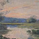 Soleil couchant, huile XIX° par Boulenger