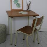 School desk and matching chair green almond