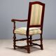 Antique Baroque-style walnut armchair, upholstered, 19th century.