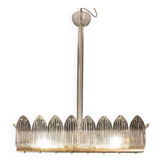 Luxury Large Size Art Decò Chandelier By Barovier e Toso, Murano Glass, 1940