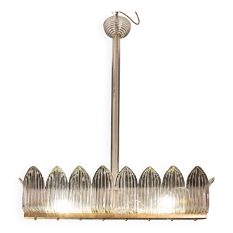 Luxury Large Size Art Decò Chandelier Barovier e Toso style , Murano Glass, 1940