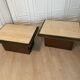 Pair of belgo chrom coffee and travertine side tables