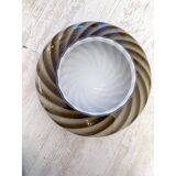 Plafonnier contemporain italien en verre de Murano blanc laiteux et tourbillons bruns