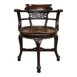 Edwardian swivel office chair in mahogany, 360° rotation.