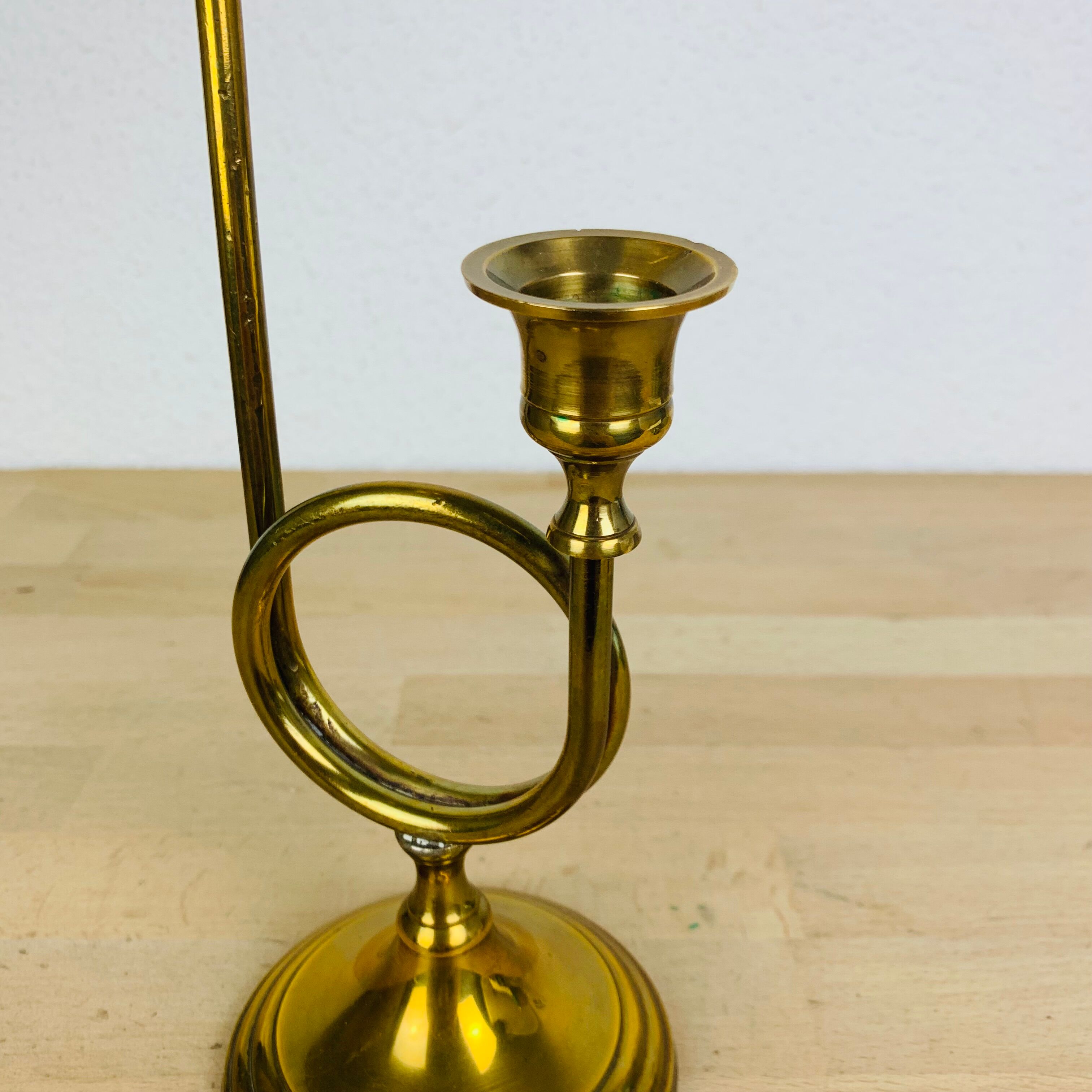 Bougeoir trompette laiton doré vintage