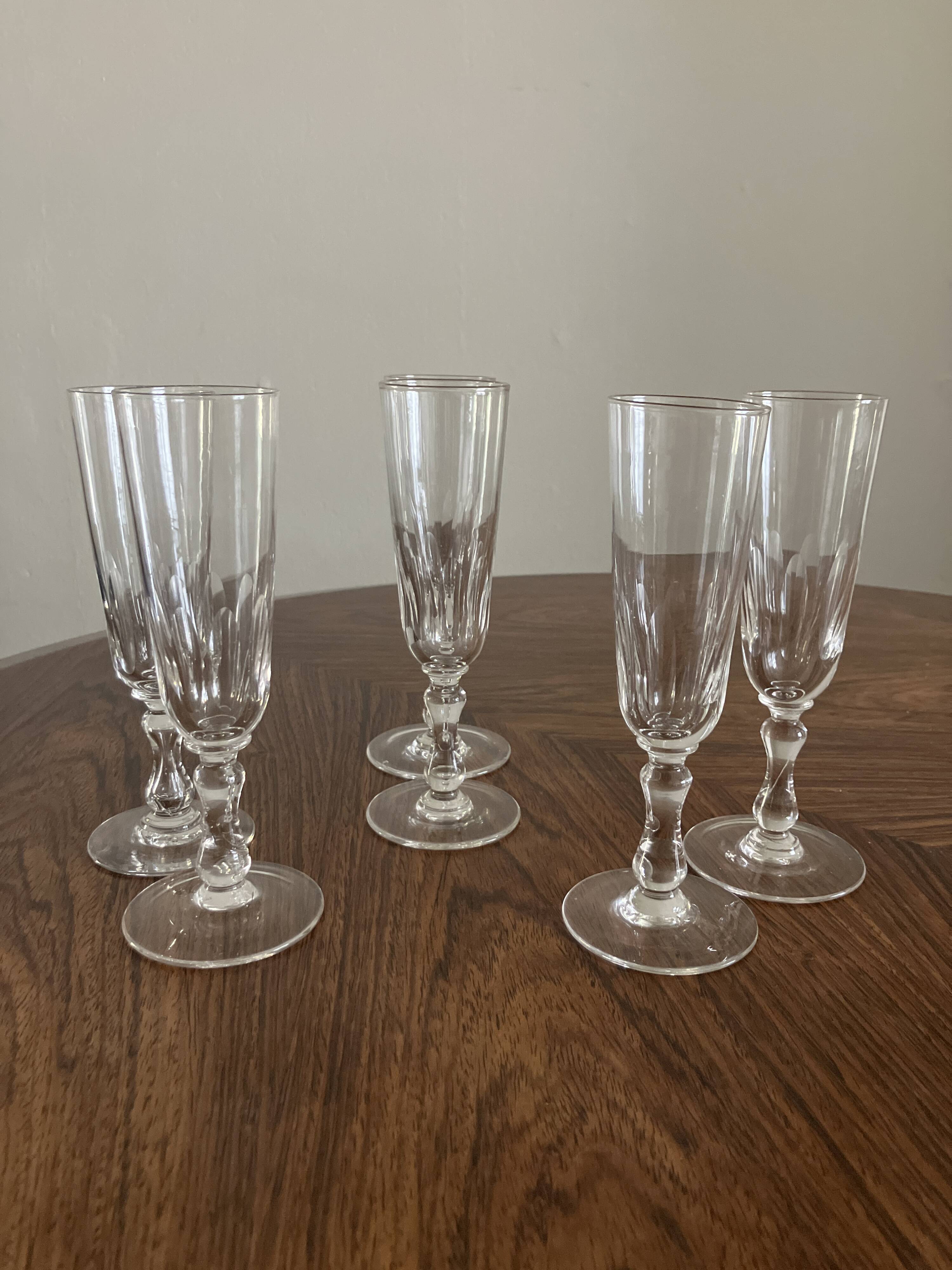 6 antique flutes from the late 19th century – Val Saint Lambert - Herbatte