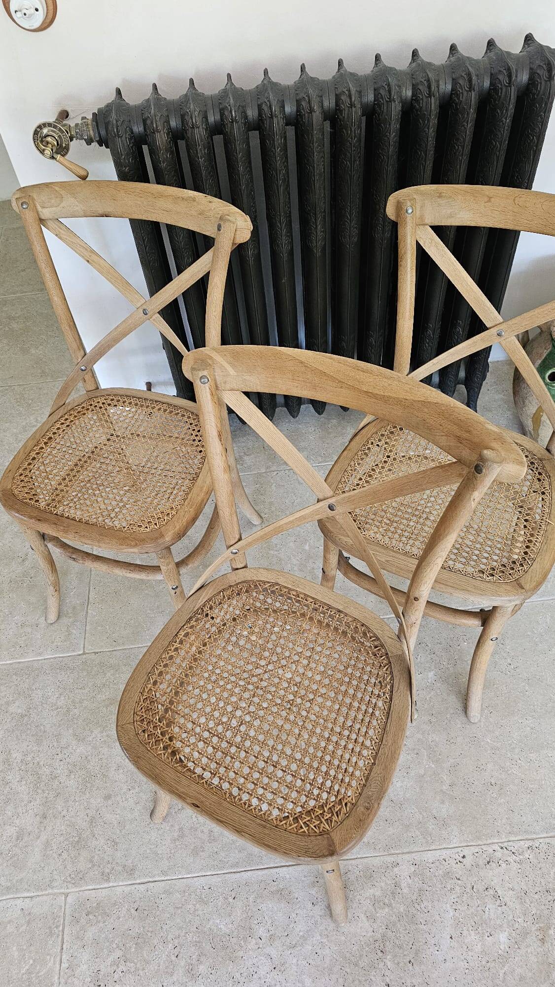 3 cane bistro chairs