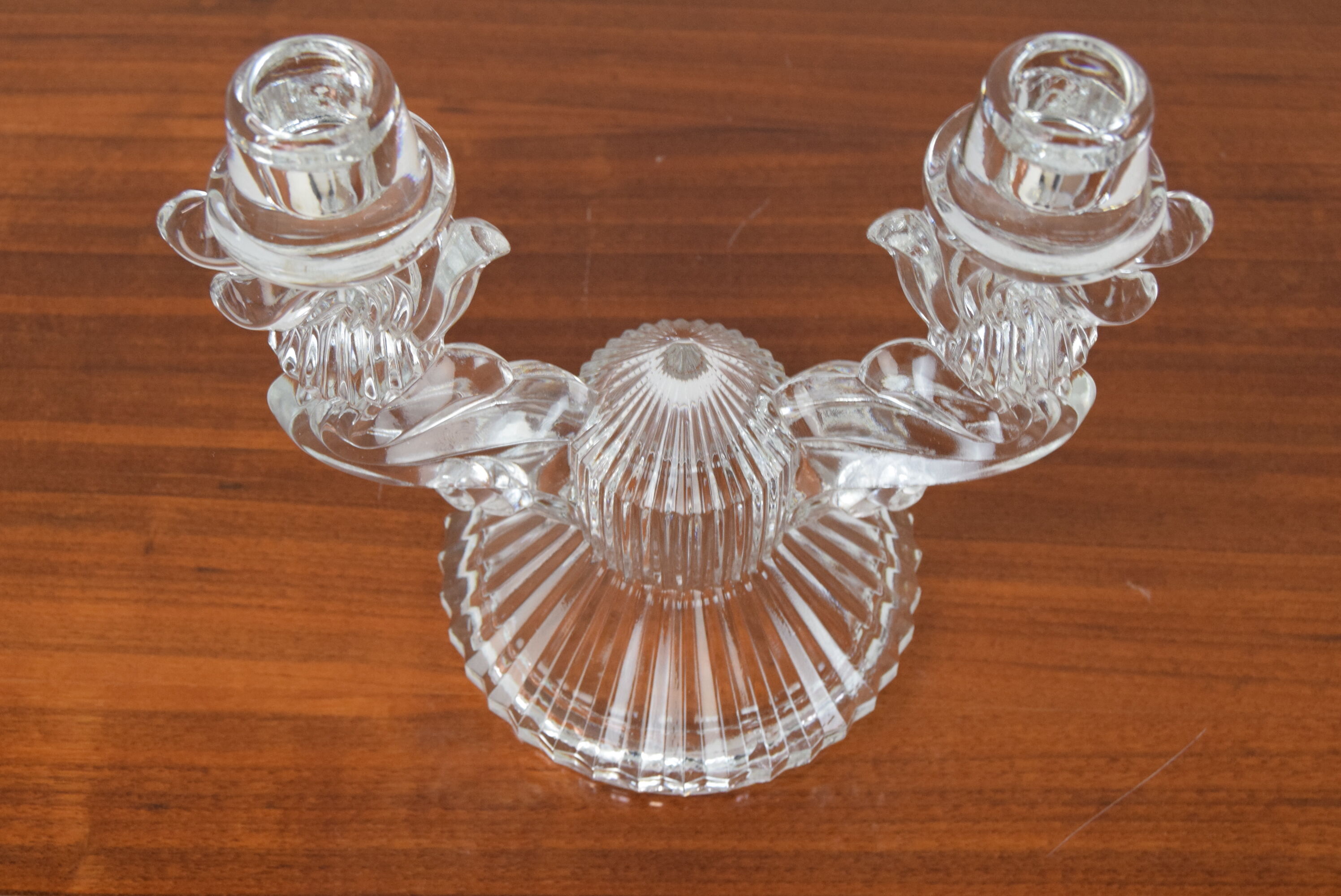 Mid-century glass candlestick/bohemia,1960's