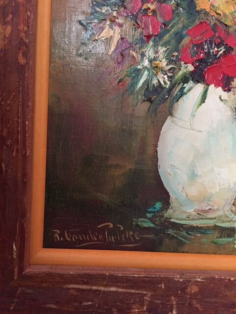 Painting oil bouquet flowers