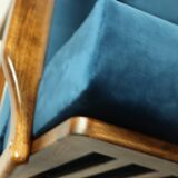 Vintage armchair navy blue velvet Mid century modern design by Zenon Bączyk 1965