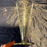 Lido model conical vase in baccarat crystal with art deco patterns