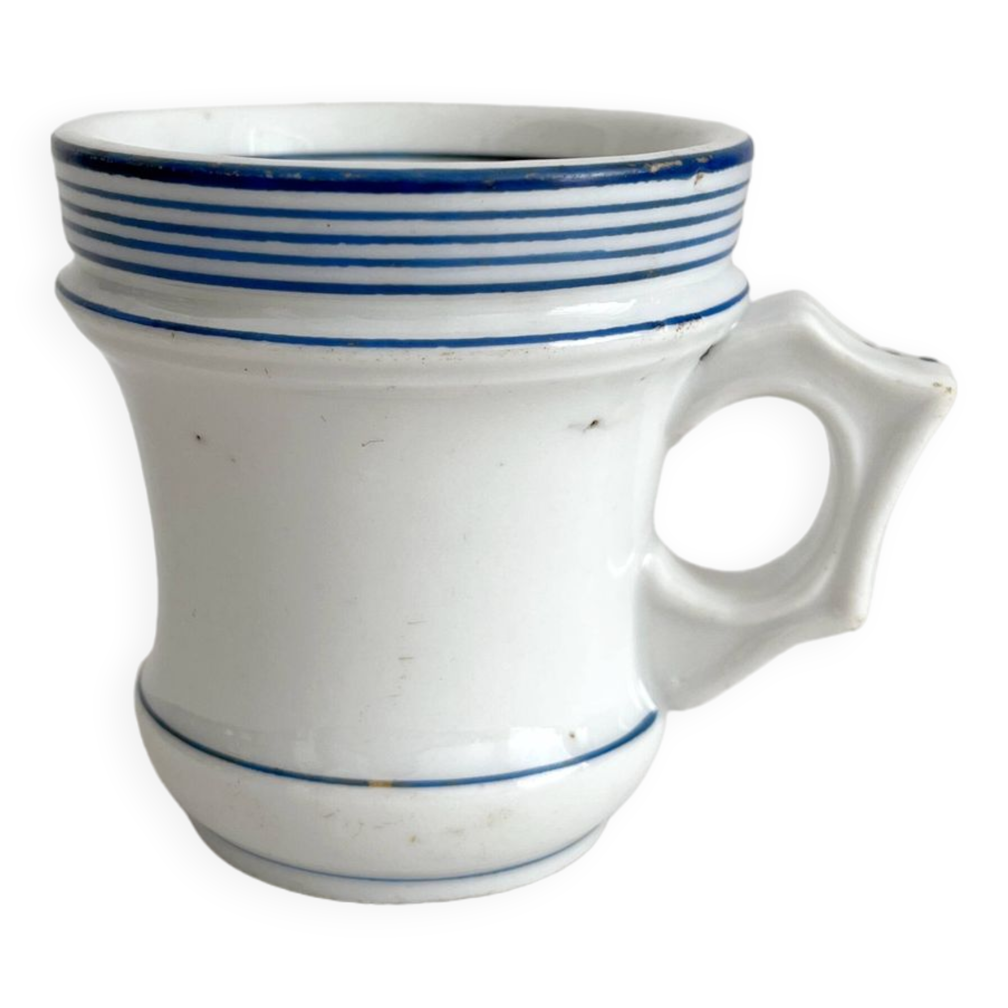 Antique porcelain teacup with blue rims, 19th century