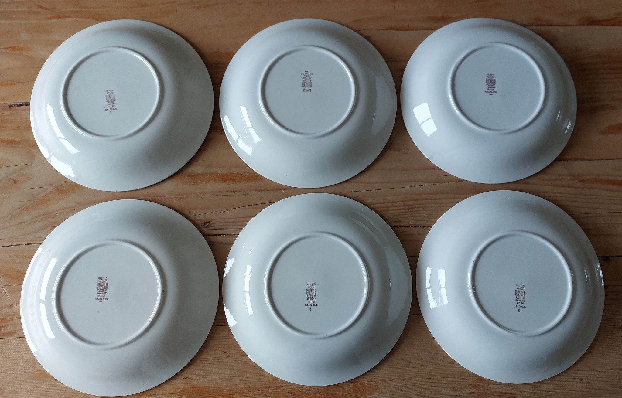 Set of 6 hollow plates Digoin Sarreguemines floral motif