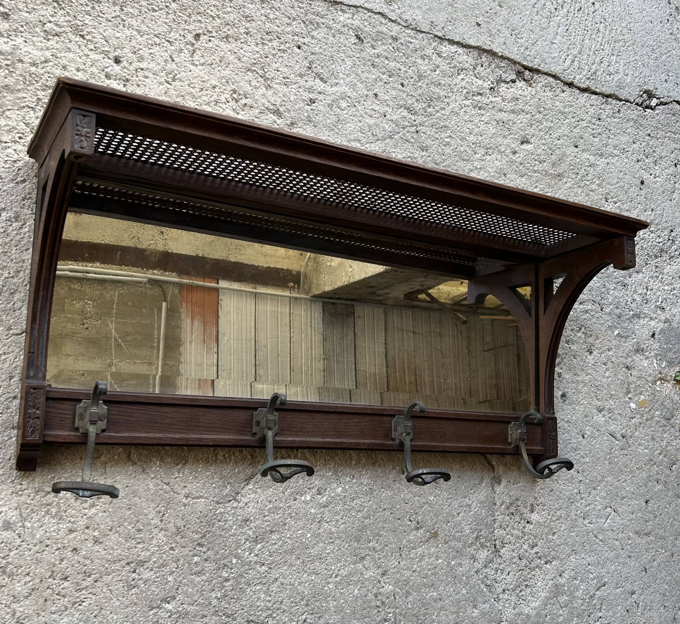 Antique coat rack/wall mirror