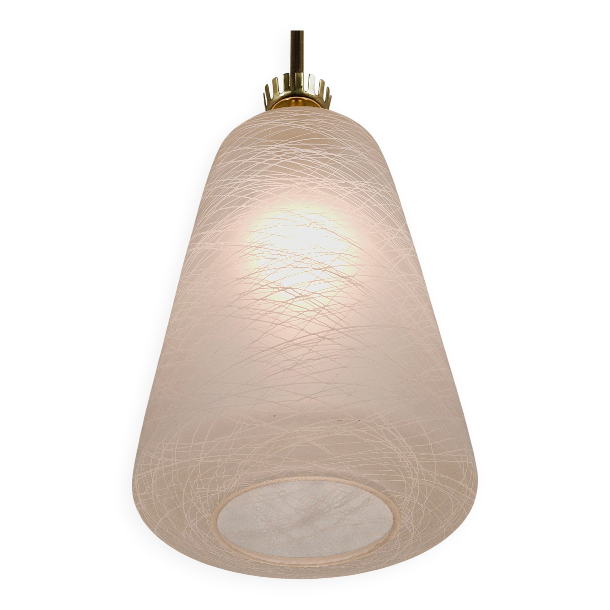 Brass Crown Pendant Light in Gio Ponti Style, Mid-Century, Italy, 1950s