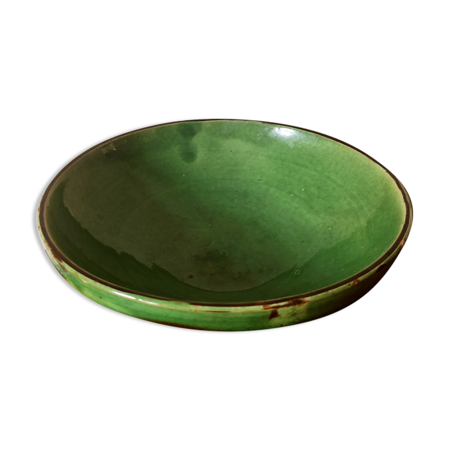 Green ceramic salad bowl