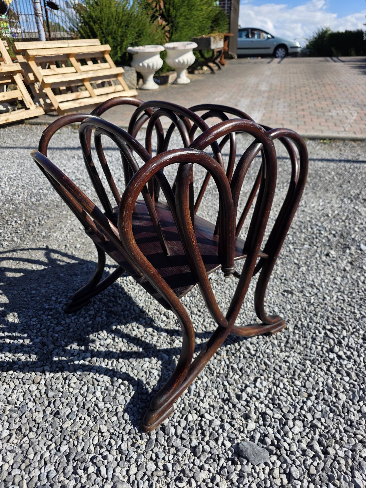 Thonet curved wood magazine rack Art Nouveau