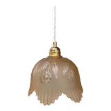 Vintage pink frosted glass lampshade pendant light