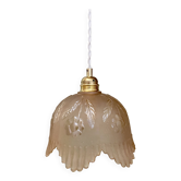 Vintage pink frosted glass lampshade pendant light