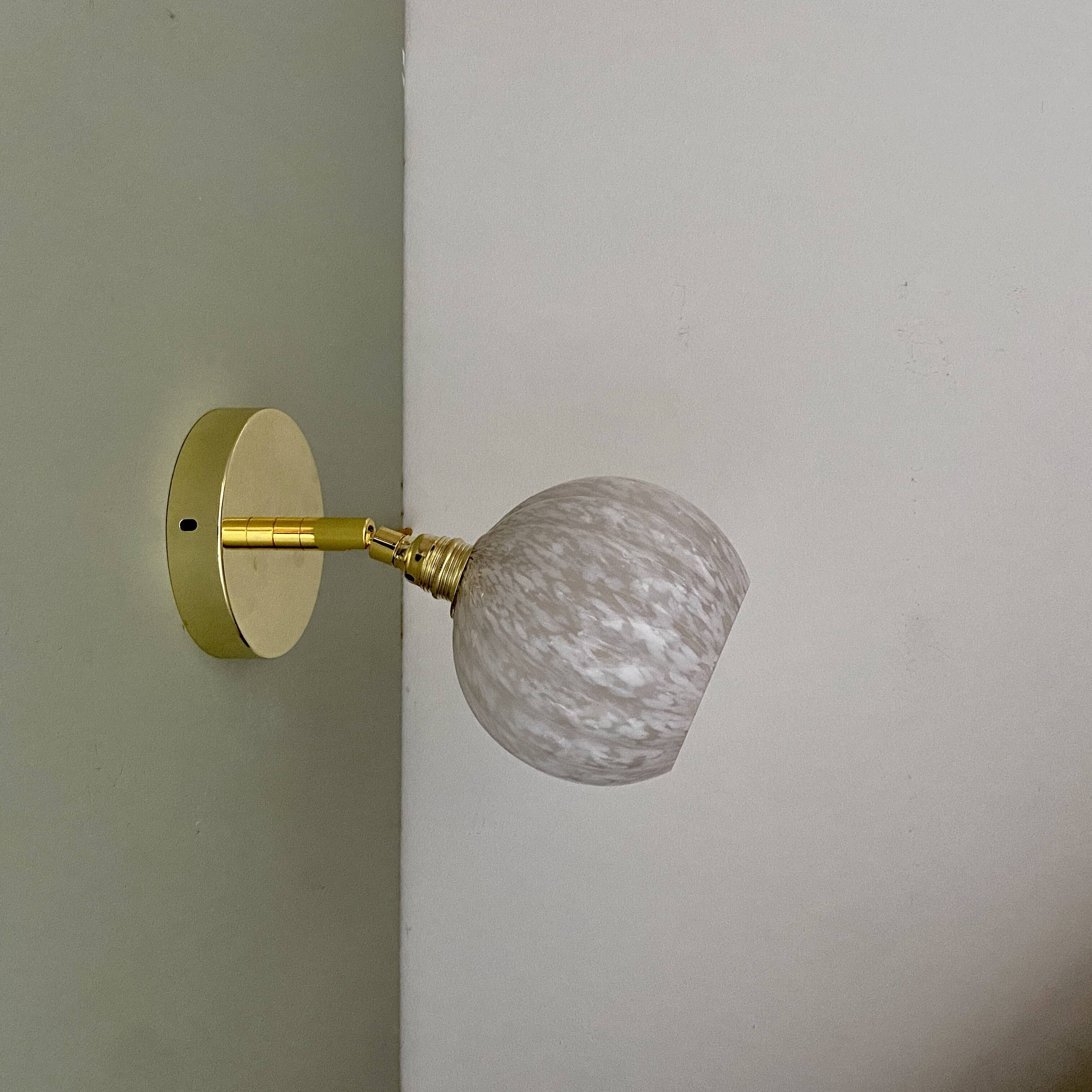 Vintage tulip wall light in white Clichy glass