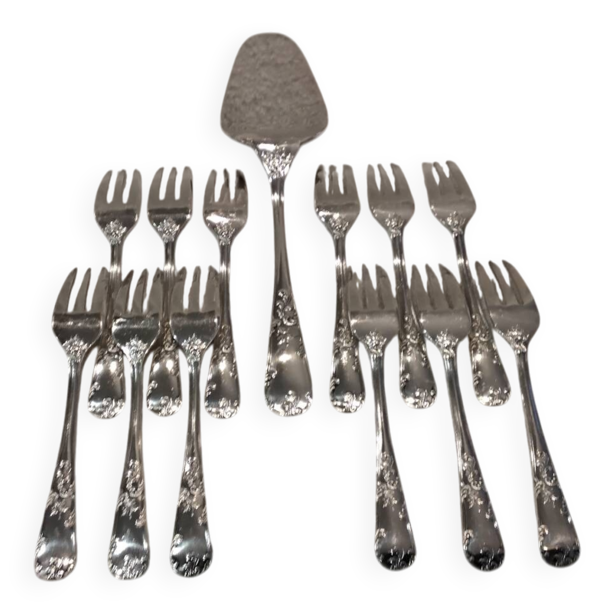 Frionnet rocaille silver metal cake forks 12 cake forks