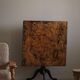 Antique square table with drop leaves made of burl wood, handcrafted in Sweden, 19th century.