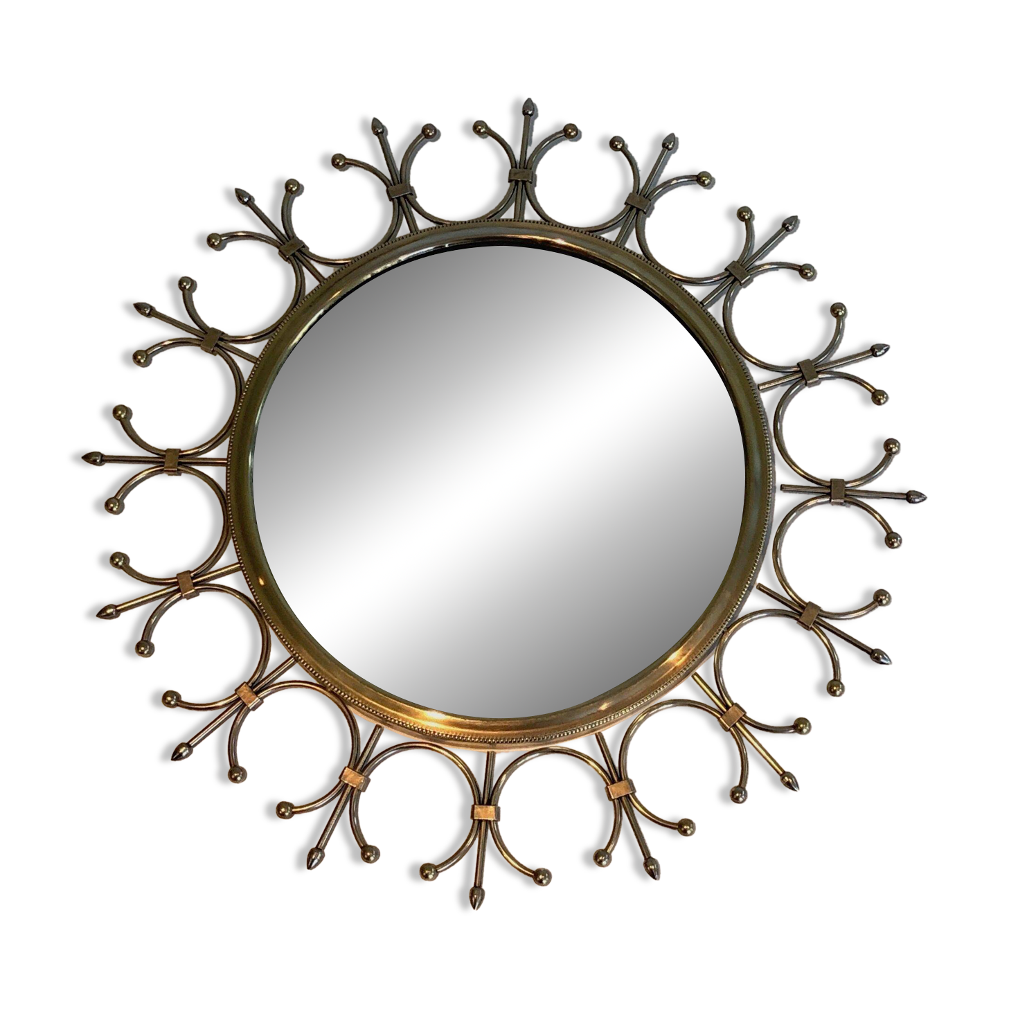 Sun mirror in brass and brushed steel