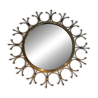 Sun mirror in brass and brushed steel