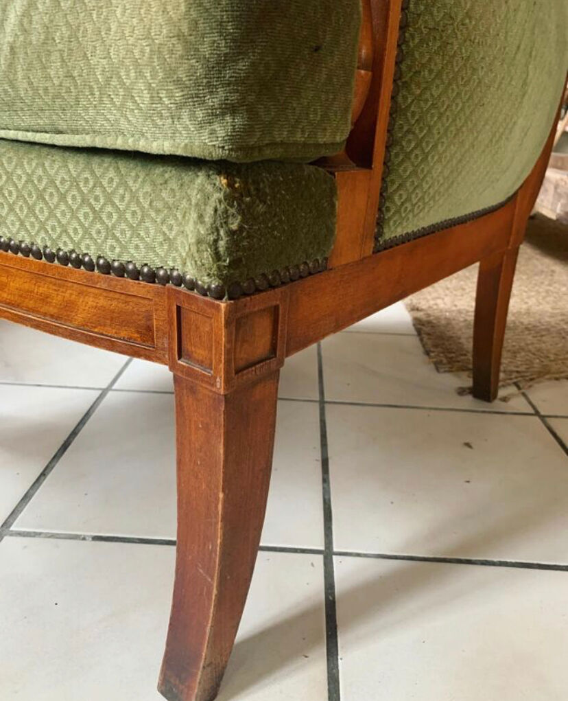 Green "Bergère" armchair