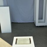 Trio of small rectangular serving dishes white and black Indonesian ceramic 21x16