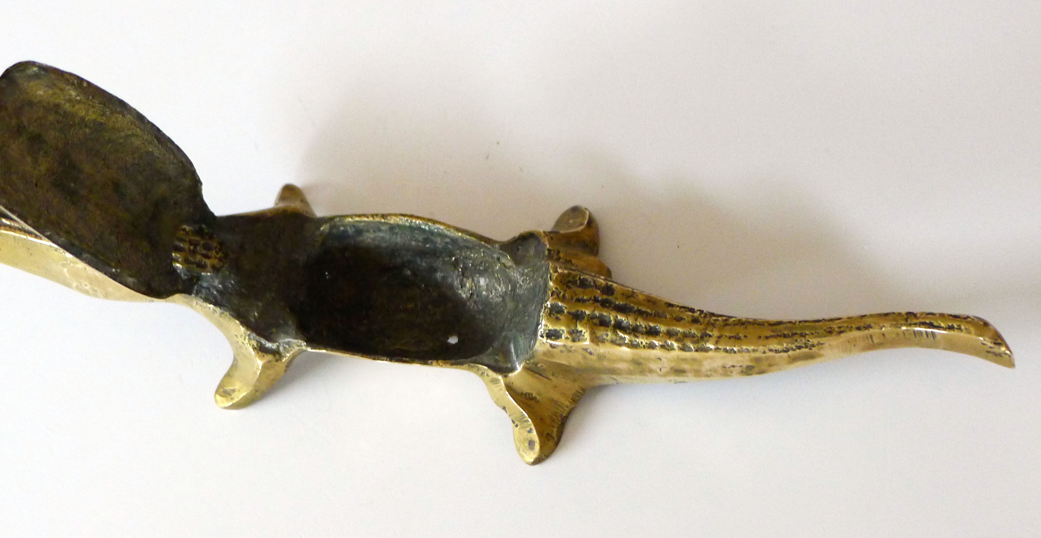 Crocodile ashtray with brass lid