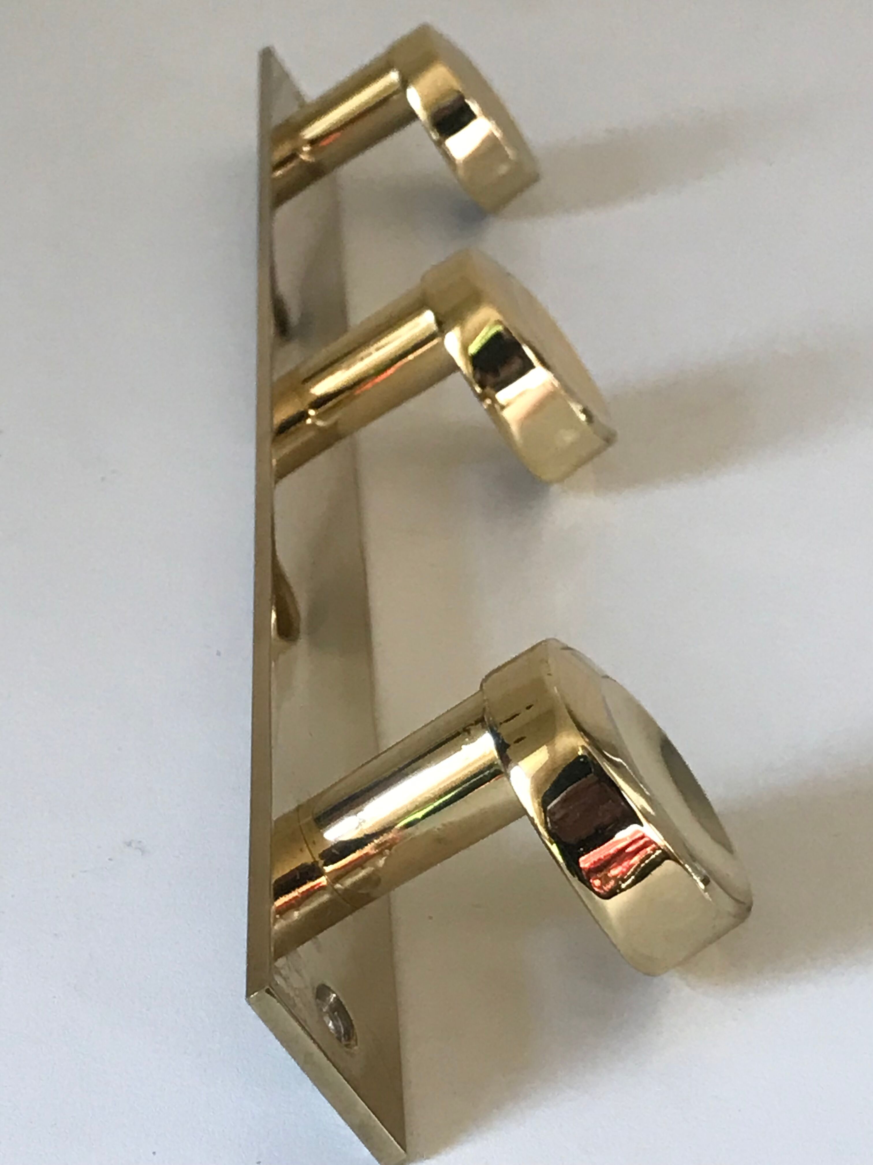 Coat rack 3 hooks vintage brass years 70 s