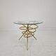 Elegant Italian Mid-Century Side Table with Sculptural Brass Base, 1970's