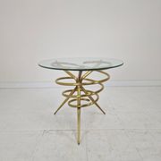 Elegant Italian Mid-Century Side Table with Sculptural Brass Base, 1970's