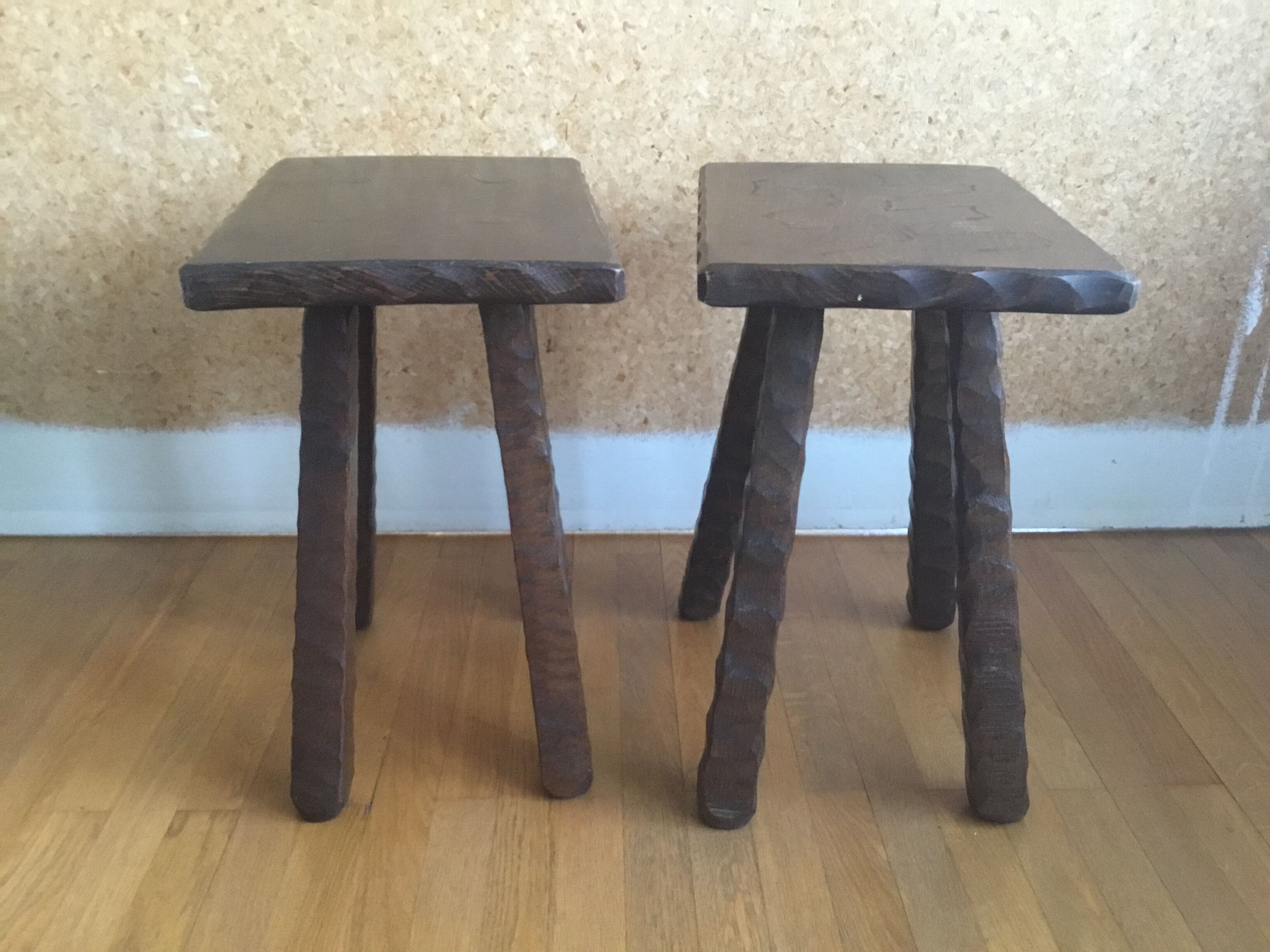 Pair of vintage brutalist stools