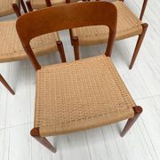 1950s set of 6 vintage Danish teak dining chairs No. 75 by Niels O. Møller