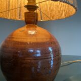 Vintage stoneware ball lamp and rope lampshade