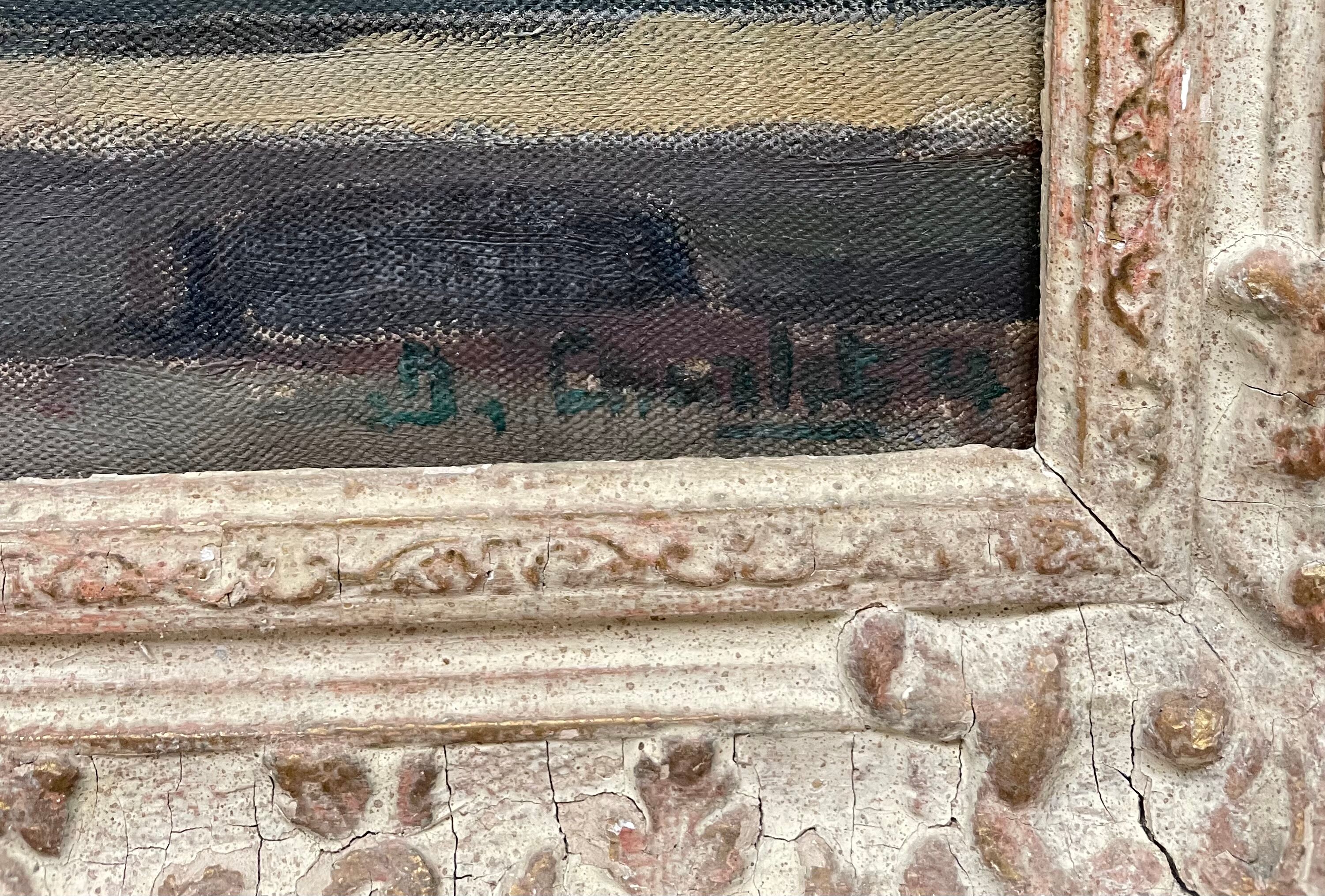 Peinture, un pêcheur en bord de seine