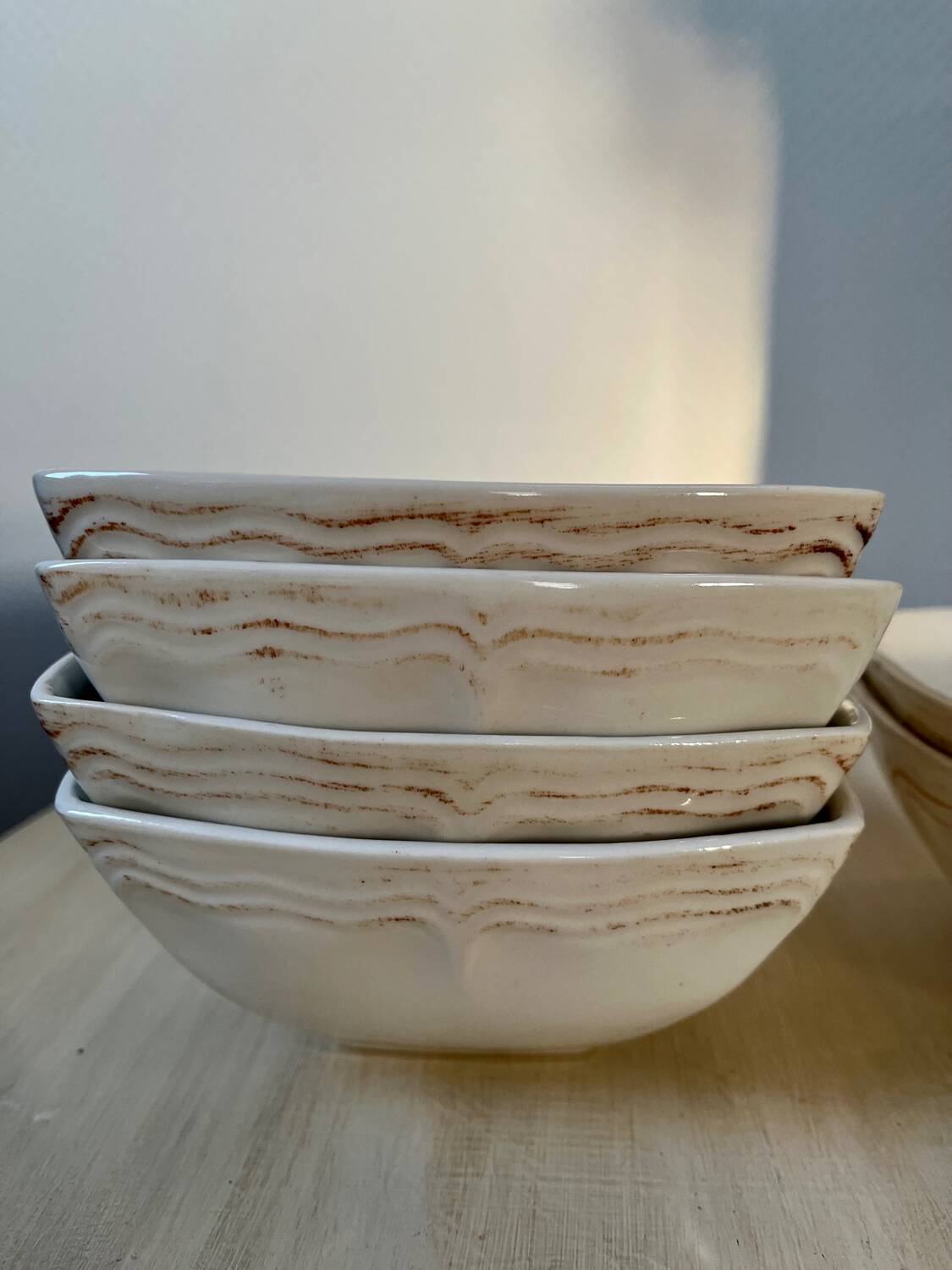 Set of 6 square white porcelain ramekin bowls