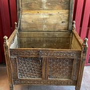 Afghanistan XIXth century wedding chest entirely hand-carved with floral decorations.